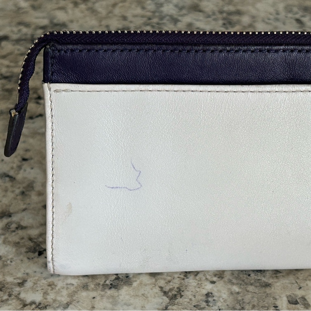 Coach Leather Legacy Zippy Wristlet Wallet Colorblock Purple White - Picture 16 of 16